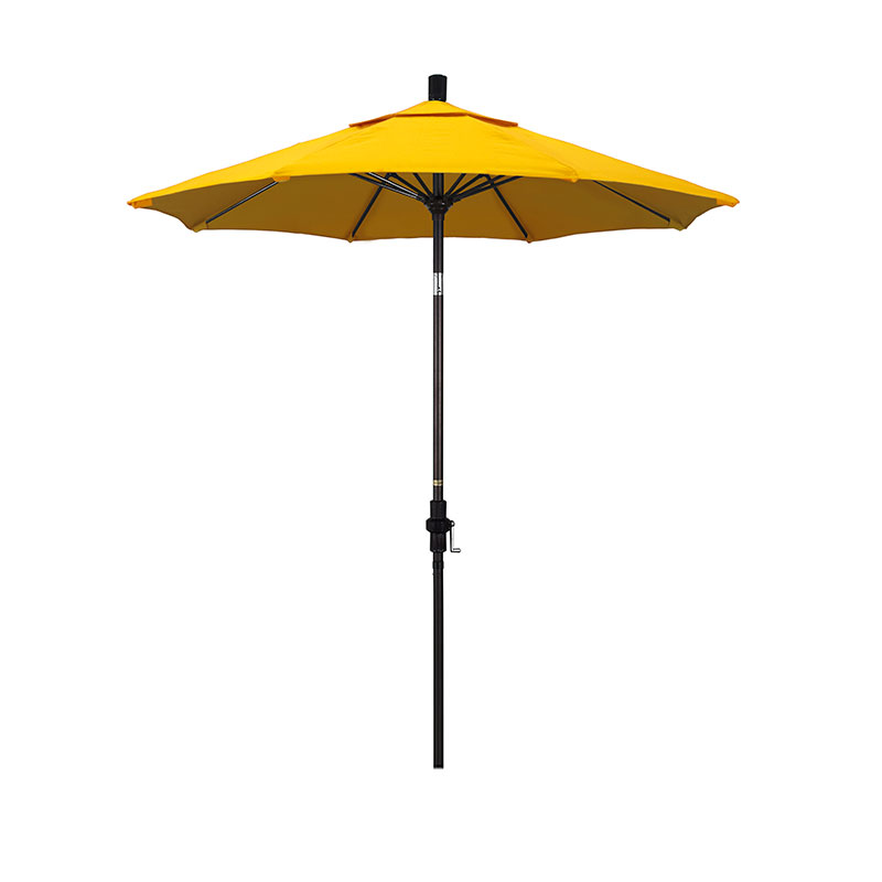 Round Outdoor Patio Umbrella, Fiberglass with Twist Tilt - Bronze Finish, Sunflower, 7.5'