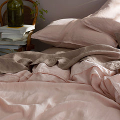 Premium Breathable Washed Linen Solid Pillowcase Set - Rose Smoke, Standard