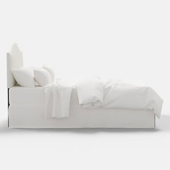 Saddle Textured Linen Headboard - White, Full