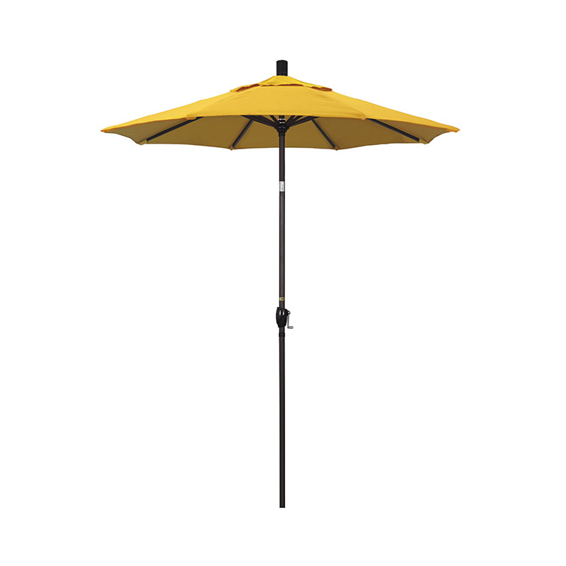 6' Round Outdoor Patio Umbrella, Aluminum with Push Button Tilt - Bronze Finish, Sunflower