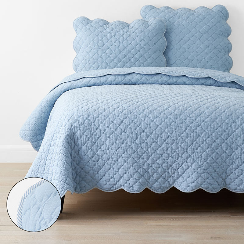 Scallop Quilt - Blue Sea, King/Cal King