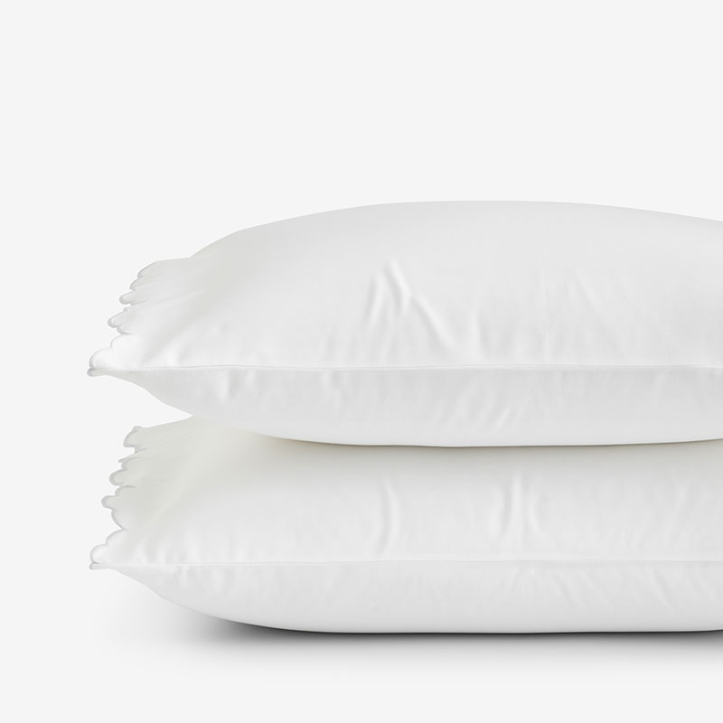 Embroidered Scallop Classic Smooth Sateen Solid Pillowcase Set - Light Gray, Standard