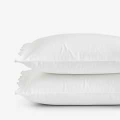 Embroidered Scallop Classic Smooth Sateen Solid Pillowcase Set - Light Gray, King