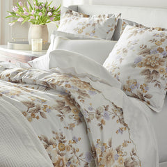 Primrose Bloom Premium Smooth Wrinkle-Free Sateen Duvet Cover - Beige Multi, Full/Queen