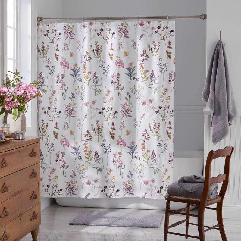 Blooming Garden Classic Smooth Sateen Shower Curtain - White Multi