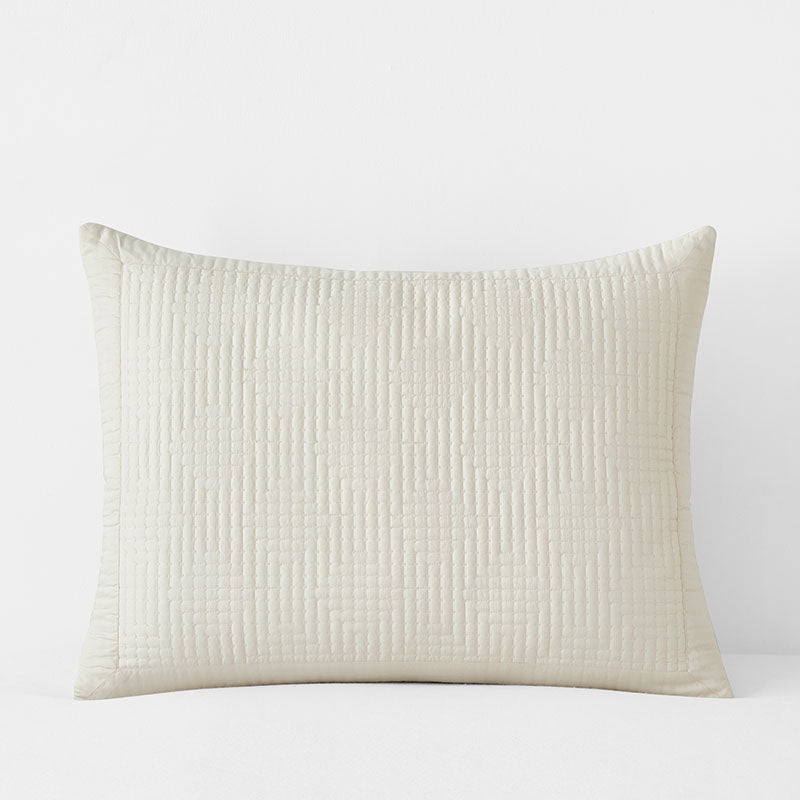 Premium Smooth Cotton Sateen Solid Quilted Sham - Cream, King