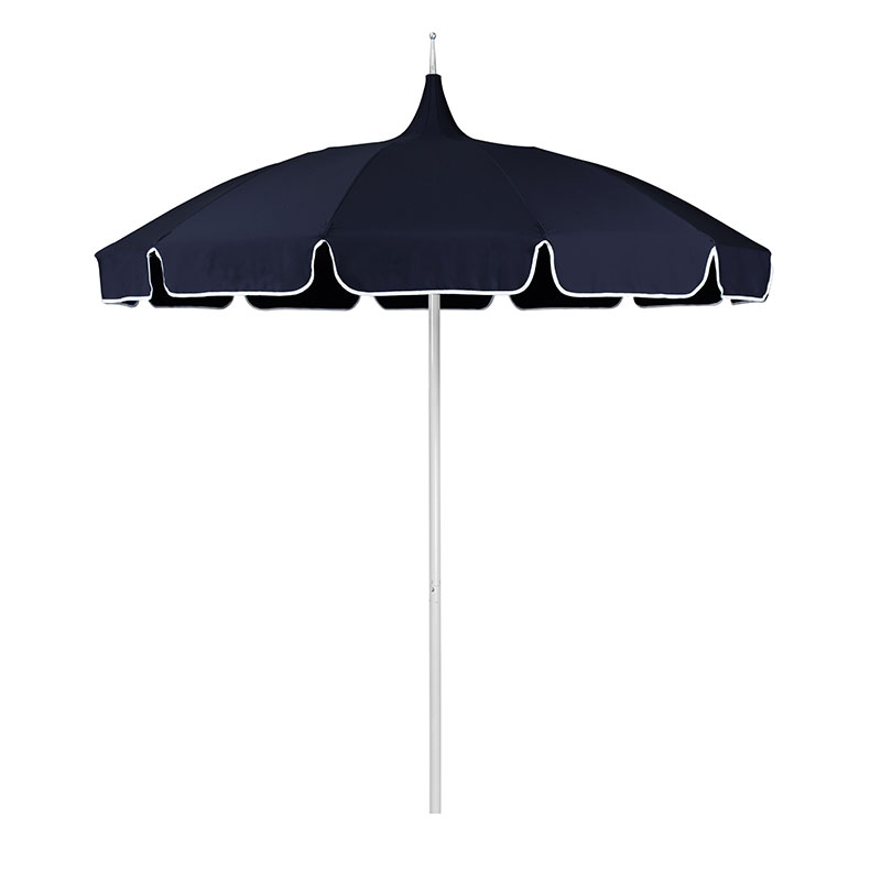 Round Solid Pagoda Outdoor Patio Umbrella, Fiberglass with Push Lift - Navy, 8.5'