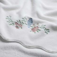 Embroidered Scallop Hand Towel - Bird
