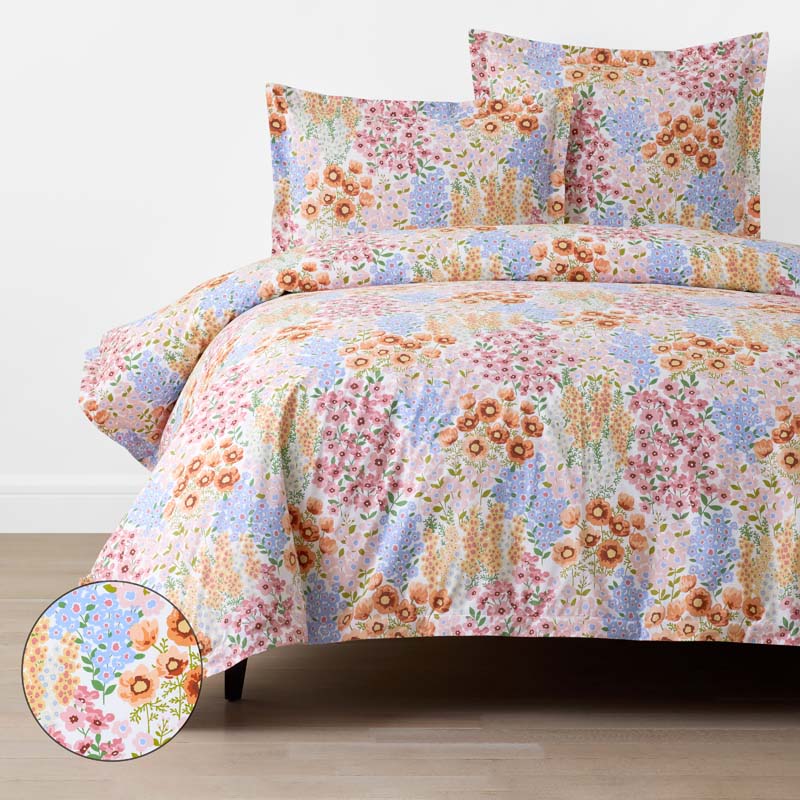 Garden Jubilee Classic Cool Cotton Percale Duvet Cover - Multi, Full/Queen
