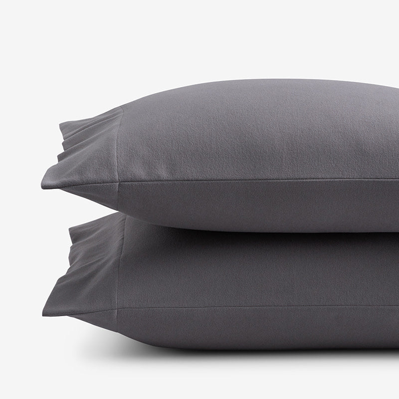 Classic Ultra-Cozy Cotton Velvet Flannel Pillowcase Set - Stone Gray, King