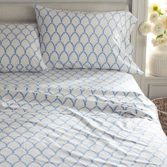 Laurel Classic Smooth Sateen Flat Bed Sheet - Blue, Full
