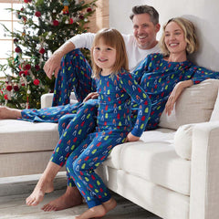 Family Printed Peruvian Cotton Kid's Pajama Set - Holiday Trees, 12