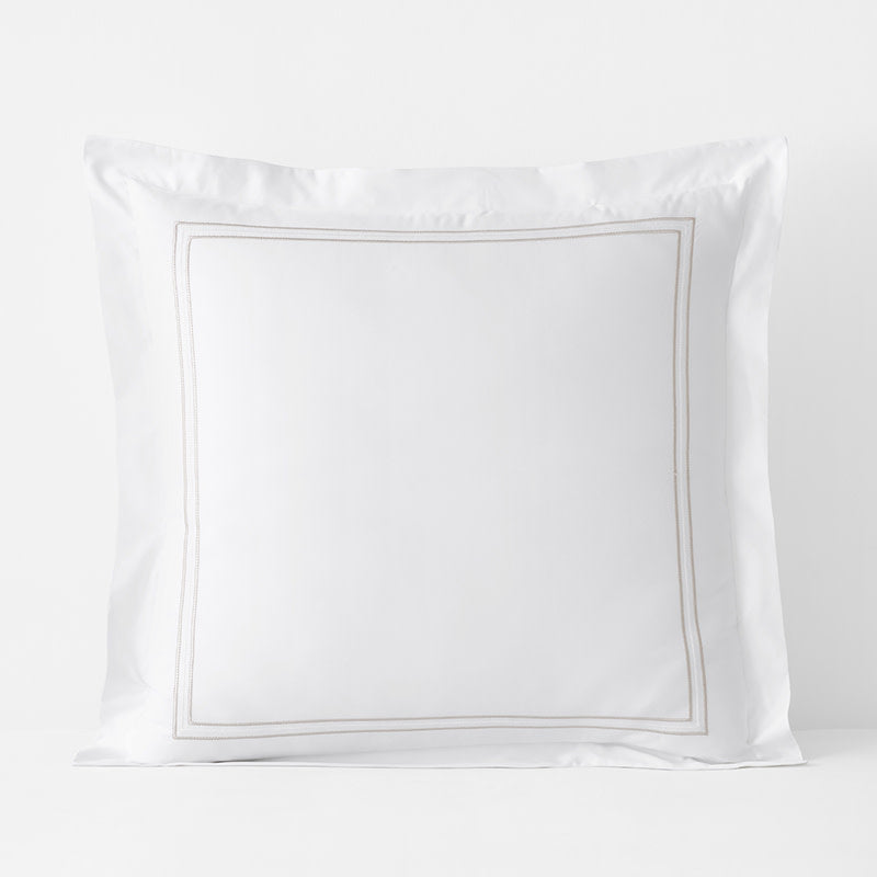 Dorset Stripe Luxe Smooth Egyptian Cotton Sateen Sham - Taupe, Euro