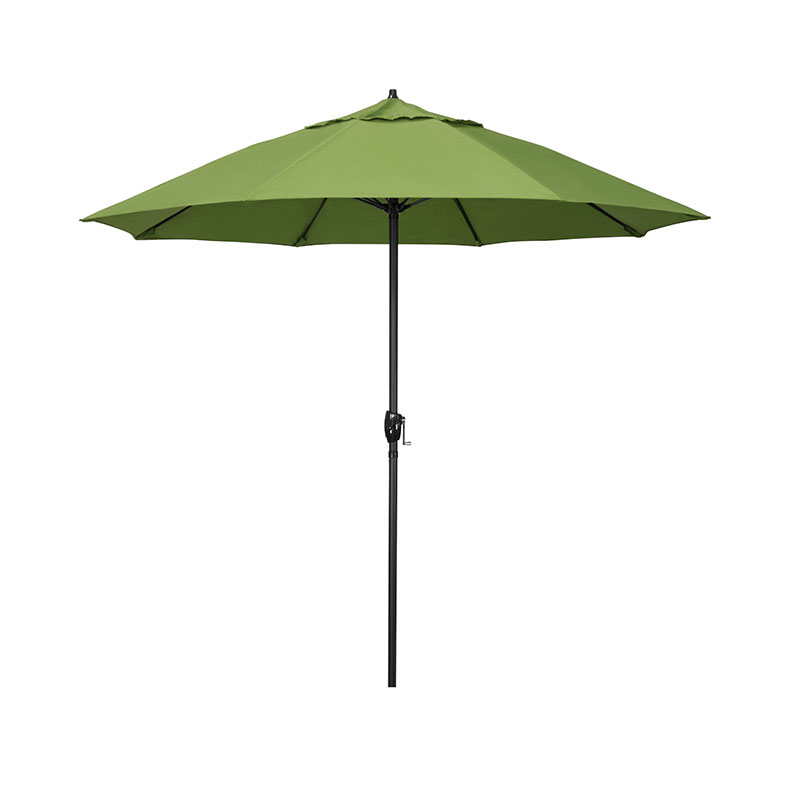 Round Outdoor Patio Umbrella, Aluminum with Auto Tilt Crank - Black Finish, Ginkgo, 7.5'