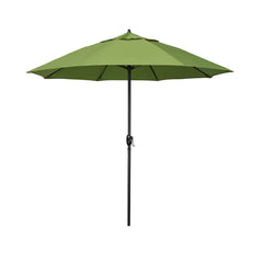 Round Outdoor Patio Umbrella, Aluminum with Auto Tilt Crank - Black Finish, Ginkgo, 7.5'