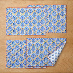 Ari Reversible Placemats, Set of 4 - Yellow Blue
