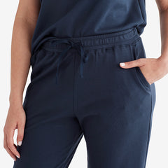 Pima Cotton Tapered Pants - Navy, XS