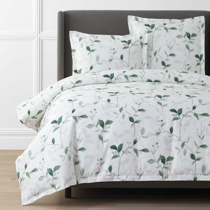 Botanic Meadow Premium Smooth Wrinkle-Free Sateen Duvet Cover - Evergreen, King/Cal. King
