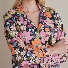 Printed Poplin Women's Button-Down Pajama Set - Wild Floral, S