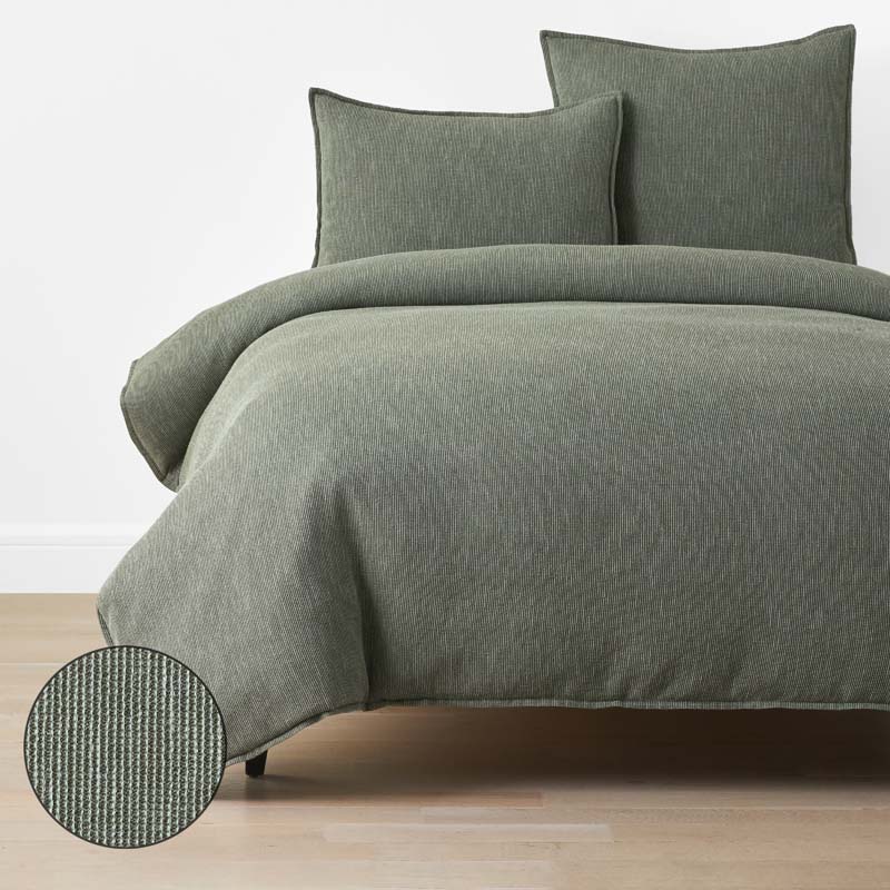 Mini Waffle Duvet Cover - Olive, King/Cal. King