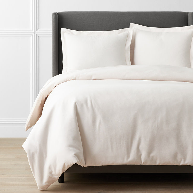 Premium Ultra-Cozy Cotton Velvet Flannel Duvet Cover - Cream, Full/Queen