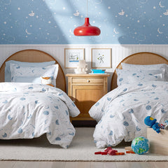 Night Sky Classic Cool Organic Cotton Percale Sheet Set - Blue, Queen