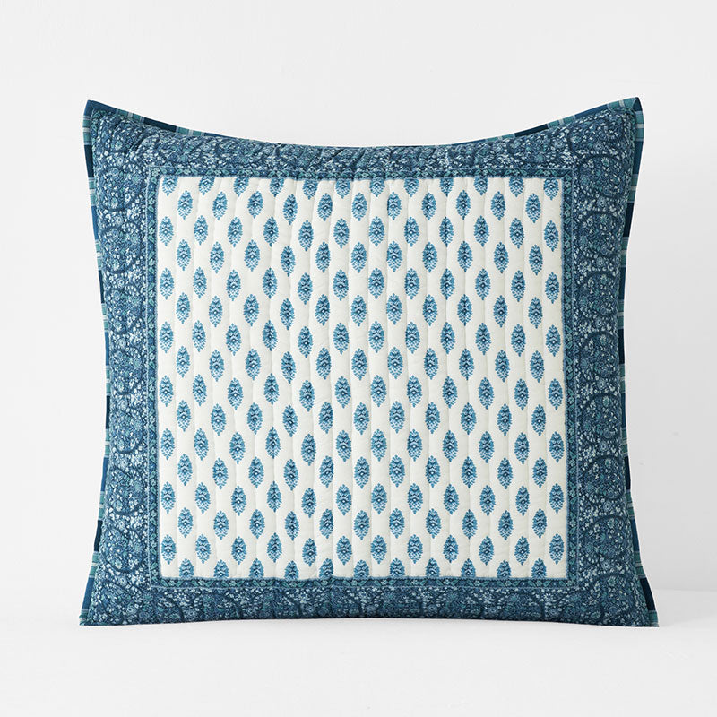 Mona Reversible Quilted Sham - Blue/White, Euro