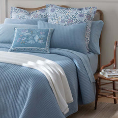 Fara Textured Kantha Quilted Sham - Blue, King