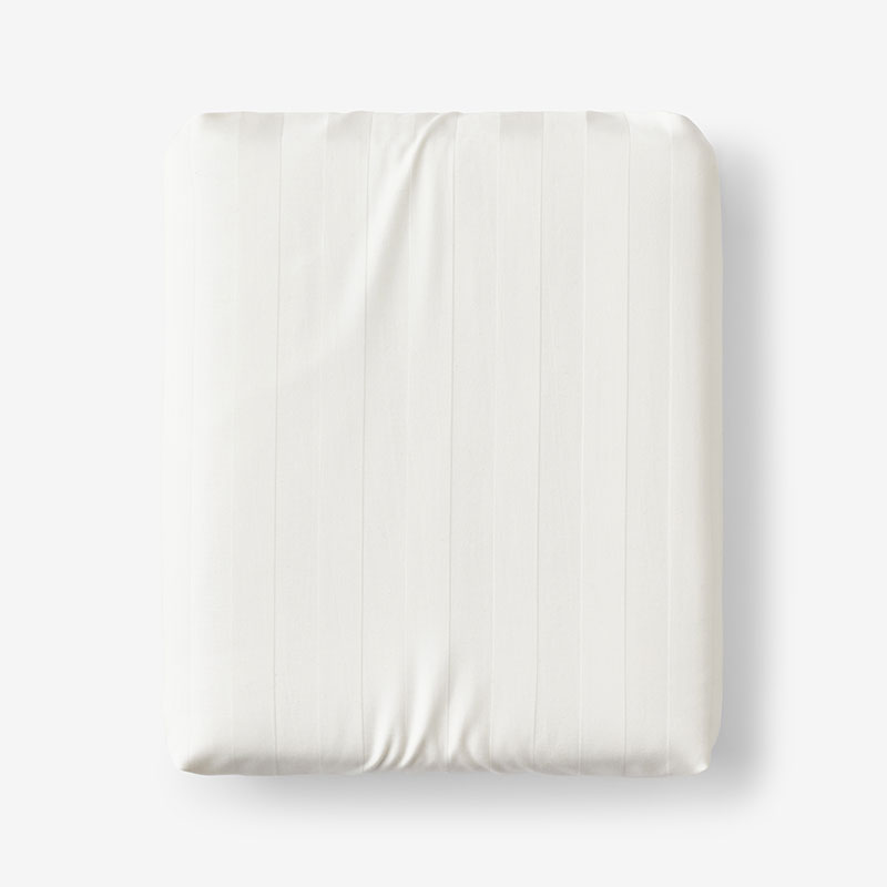 Dobby Stripe Classic Smooth Wrinkle-Free Sateen Fitted Bed Sheet - Cream, Twin XL