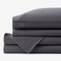Classic Ultra-Cozy Cotton Velvet Flannel Bed Sheet Set - Stone Gray, Twin