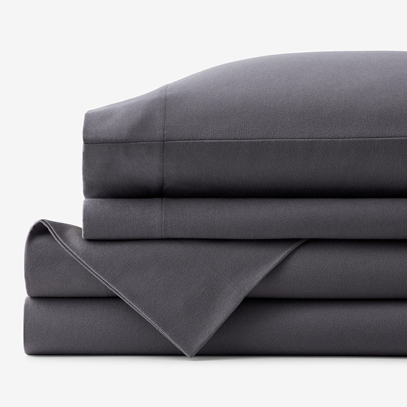 Classic Ultra-Cozy Cotton Velvet Flannel Bed Sheet Set - Stone Gray, Twin XL
