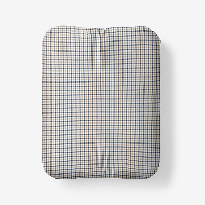 Classic Stripes and Plaids Cool Yarn-Dyed Cotton Percale Fitted Bed Sheet - Mini Check Multi, Full