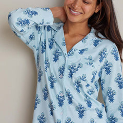 Printed Peruvian Cotton Women's Button-Down Pajama Set - Suhana, L