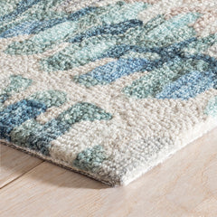 Paint Chip Hand Hooked Wool Rug - Blue, 2' 6" x 8' Runner
