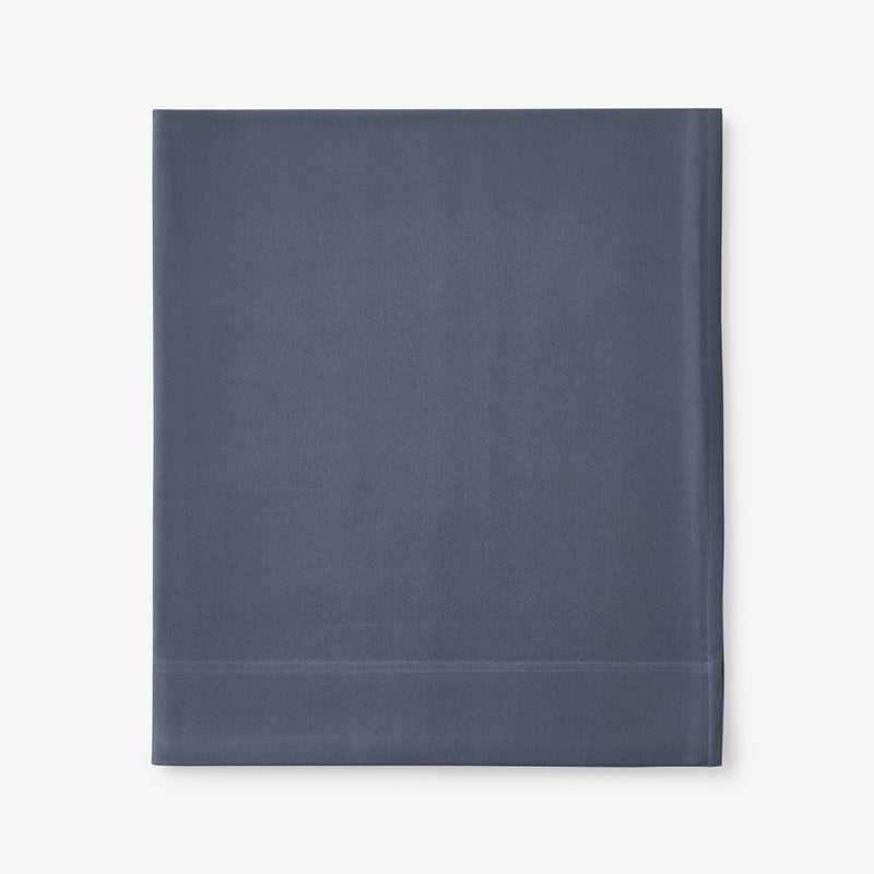 Luxe Ultra-Cozy Cotton Velvet Flannel Flat Bed Sheet Slate Blue, Deep Pocket King