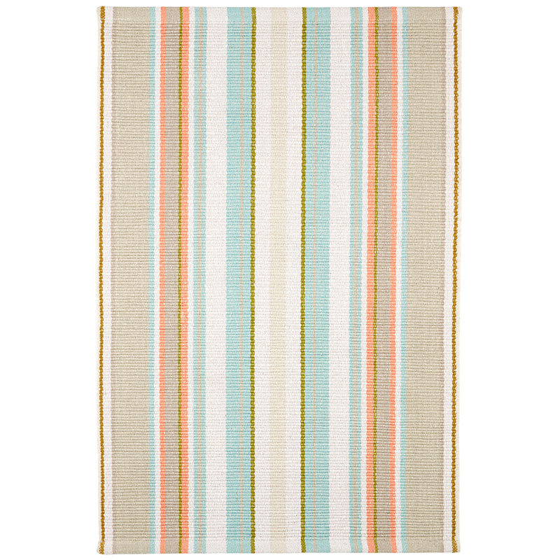 Daphne Stripe Handwoven Cotton Rug - Sky, 2' x 8'