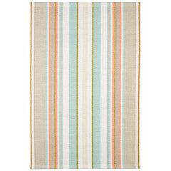 Daphne Stripe Handwoven Cotton Rug - Sky, 2' x 8'