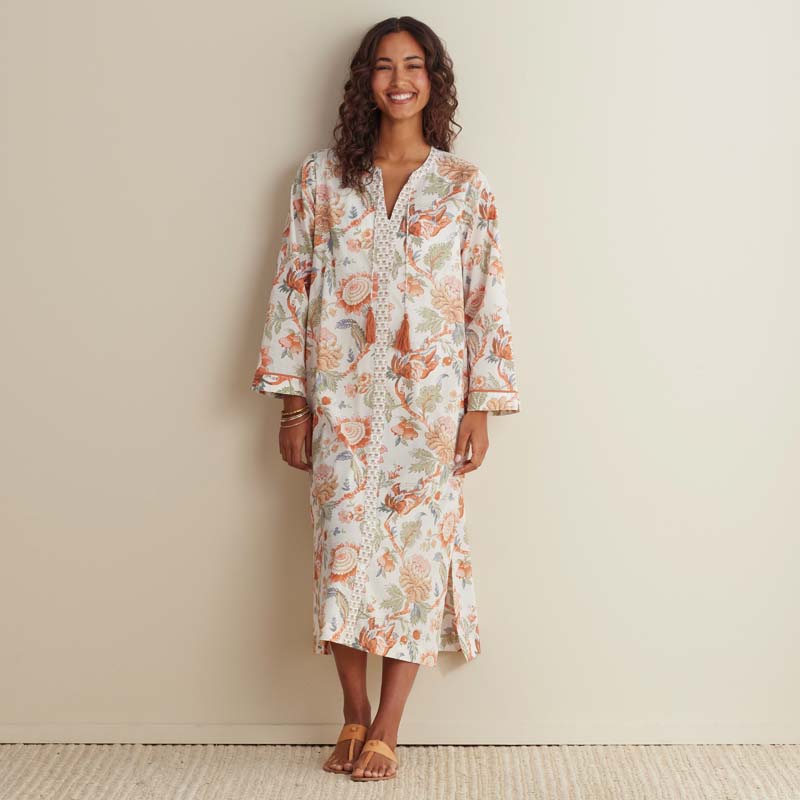 Printed Voile Women's Caftan - Wild Bloom, XL