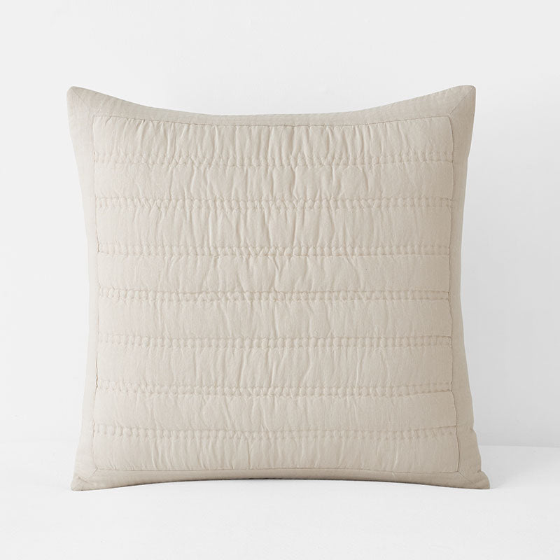 Premium Breathable Washed Linen Solid Quilted Sham - Linen, Euro