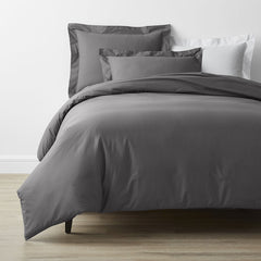 Classic Cool Cotton Percale Bed Duvet Cover - Graphite, Full