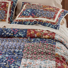 Aahana Patchwork Quilted Sham - Navy, Euro