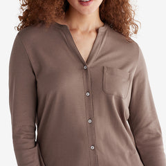 Pima Cotton Women's Button-Down Pajama Set - Cocoa, XS