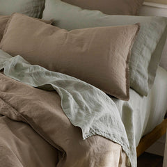 Premium Breathable Washed Linen Solid Sham - Pine Bark, Euro