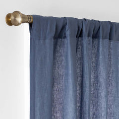 Linen Window Curtain - Blue, 108 in.