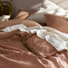 Premium Breathable Washed Linen Solid Sham - Terracotta, Euro