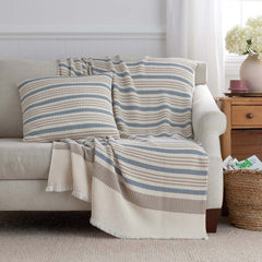 Cadence Stripe Decorative Square Pillow Cover - Blue Taupe, 20 in. x 20 in.