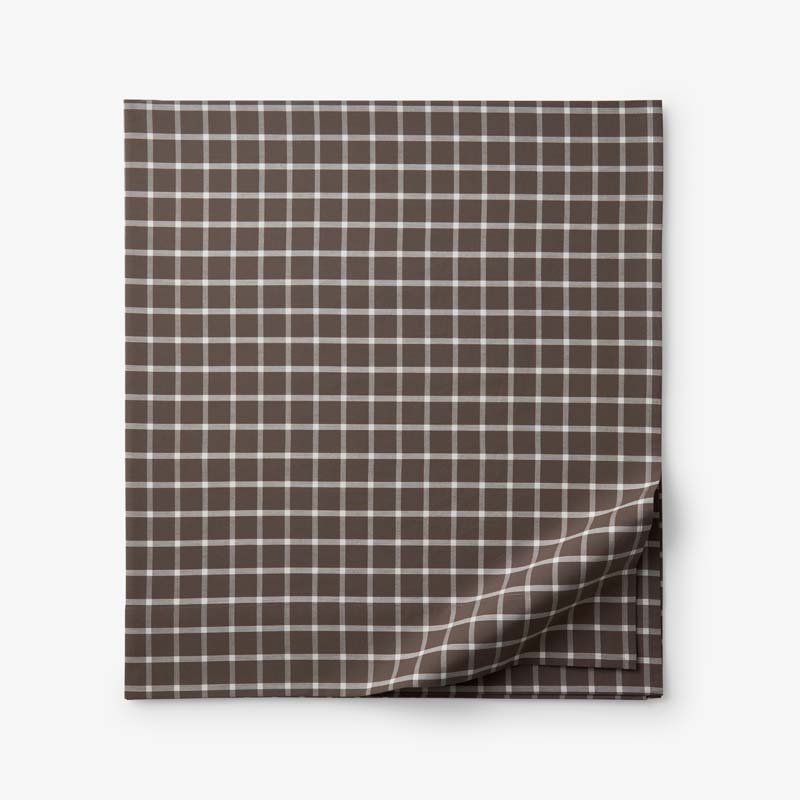 Classic Stripes and Plaids Cool Yarn-Dyed Cotton Percale Flat Bed Sheet - Windowpane Brown, Full