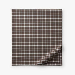 Classic Stripes and Plaids Cool Yarn-Dyed Cotton Percale Flat Bed Sheet - Windowpane Brown, King/Cal. King