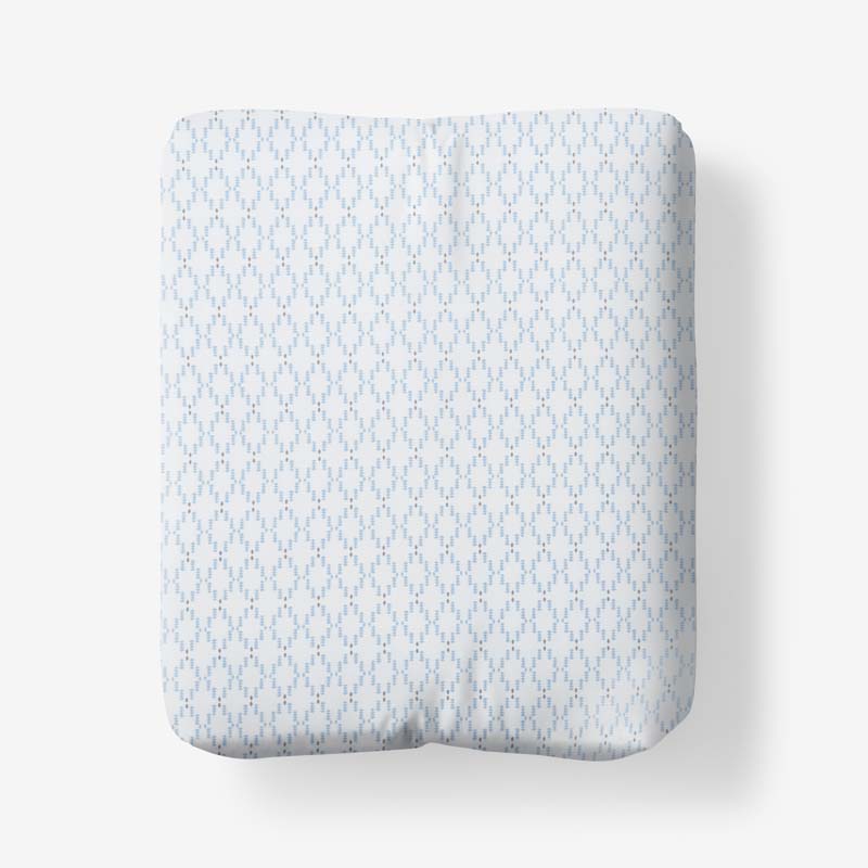 Feliciana Geo Garment Washed Cotton Percale Fitted Bed Sheet - Blue Multi, Full
