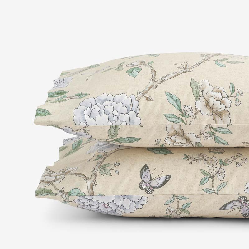 Peony Garden Premium Smooth Wrinkle-Free Sateen Pillowcase Set - Beige Tan, King